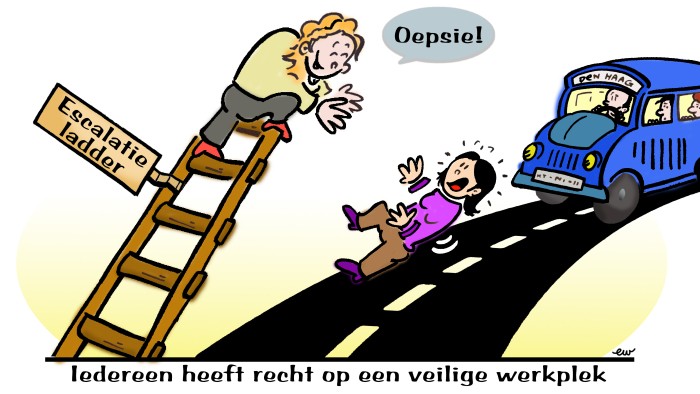 cartoon voor de bus